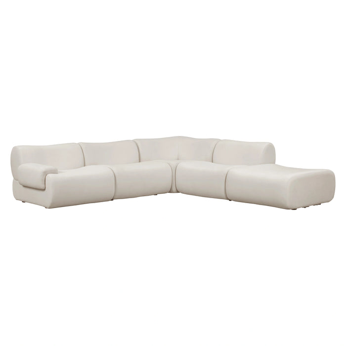 Zenith 5-Piece Contract-Grade Upcycled Fabric Cream Modular Sectional