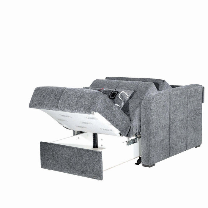 Ottomanson Ferra Fashion Collection Upholstered Convertible Armchair with Storage