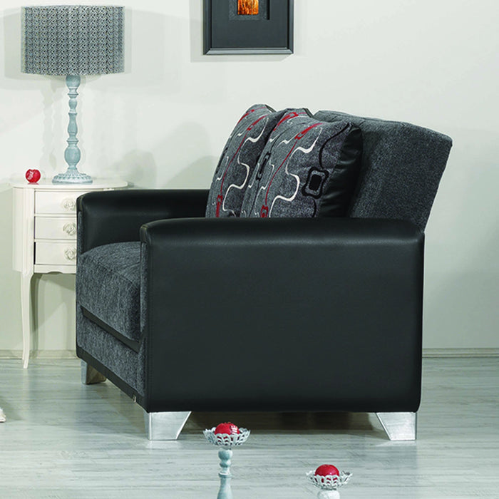 Ottomanson Mondo Modern Collection Upholstered Convertible Loveseat with Storage