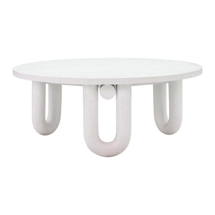 Tildy 39" White Concrete Indoor / Outdoor Round Coffee Table
