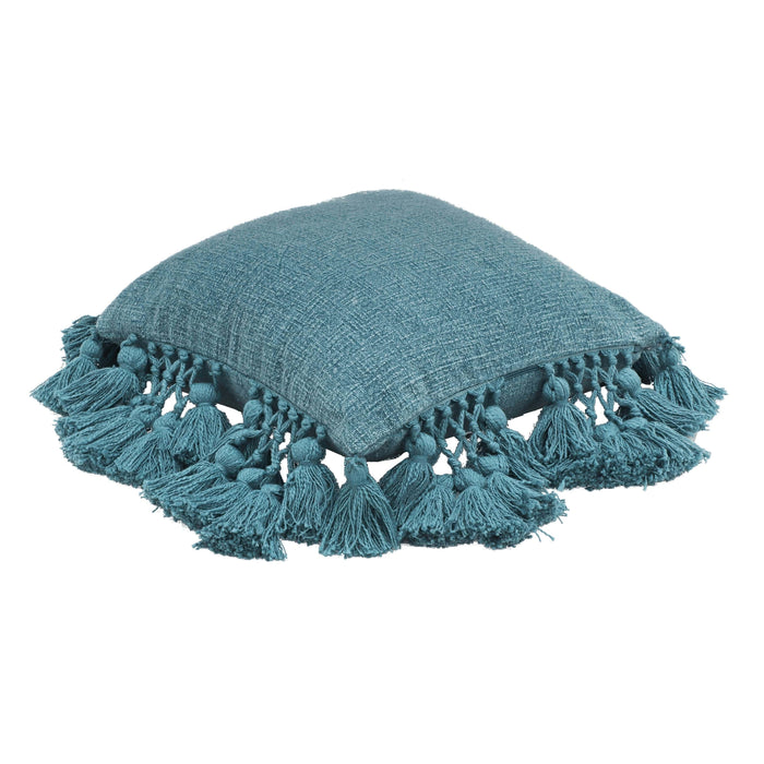 Stone 21" Washed Cotton Tasseled Square Throw Pillow