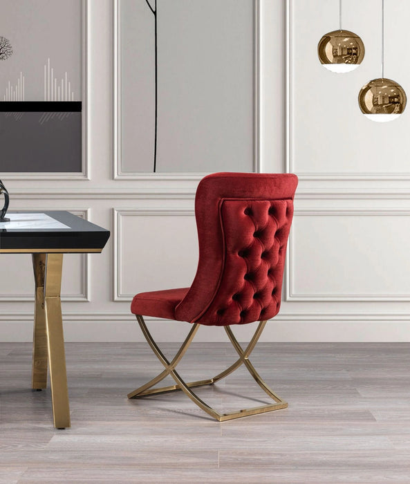 Ottomanson Royal Collection Upholstered Gold Legged Dining Chair, Set of 2