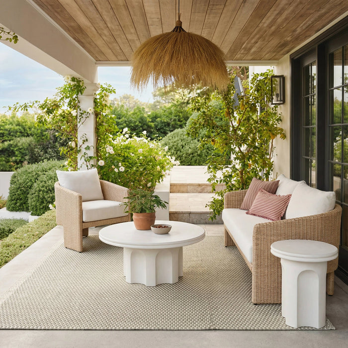 Cassandra 38" Ivory Indoor/Outdoor Concrete Round Coffee Table