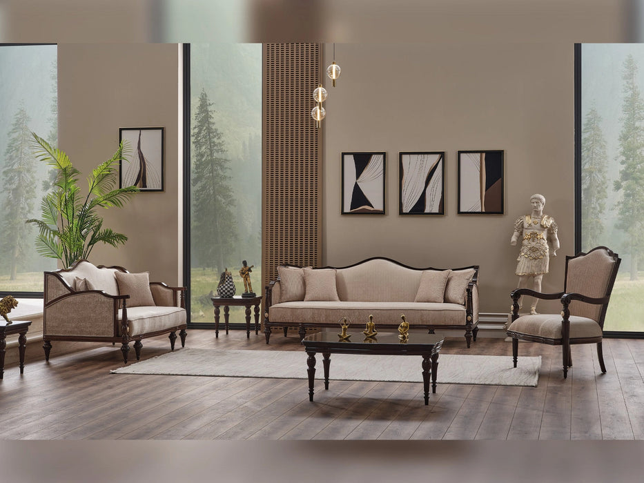 Zumrut Lux 3-pieces (Sofa & Loveseat & Chair) Livingroom Set Beige