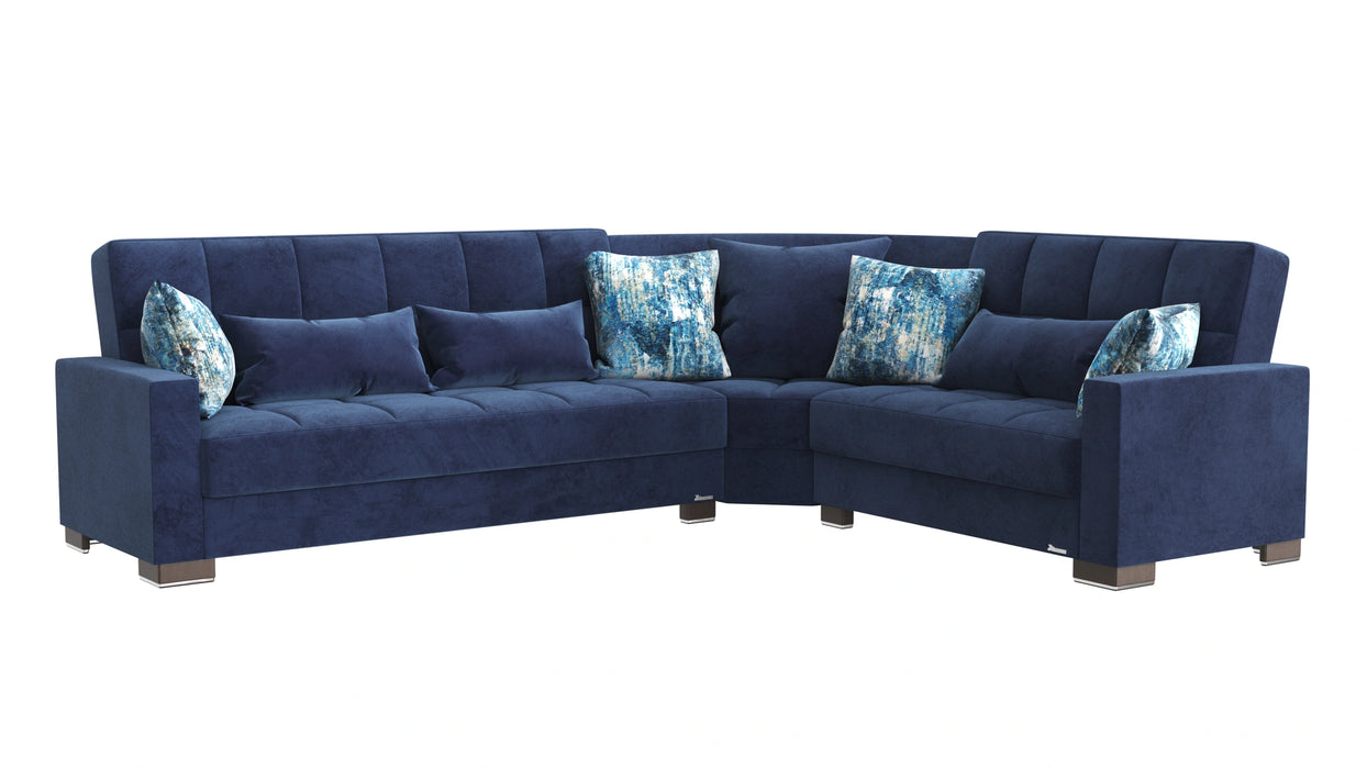 Ottomanson Armada Collection Upholstered Convertible Sectional with Storage