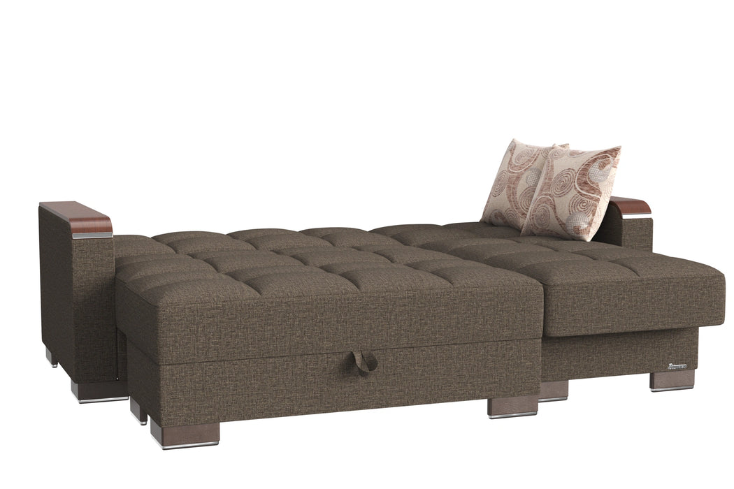 Ottomanson Armada X Collection Upholstered Convertible Wood Trimmed Chaise Lounge with Storage