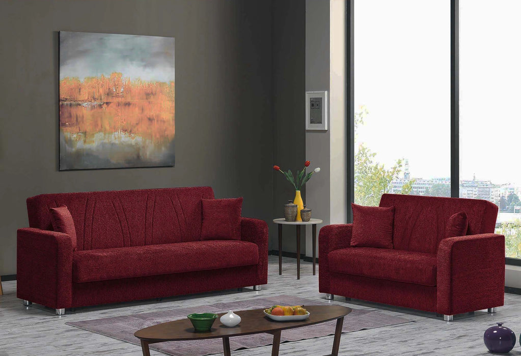 Ottomanson Elegance Collection Upholstered Convertible Loveseat with Storage