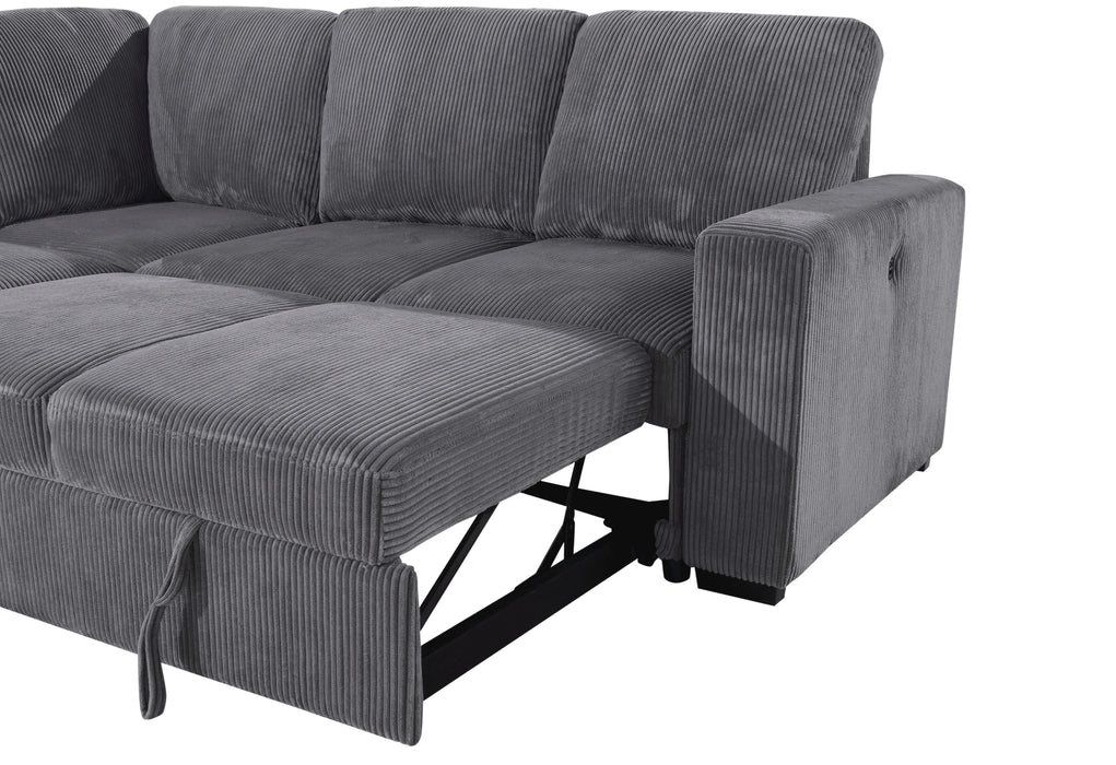 U2660 Grey Sectional W/Pull Out Sofa Bed