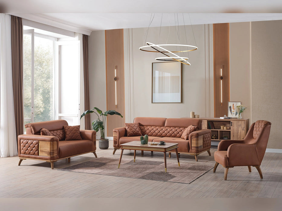 Ruby 3-pieces (Sofa & Loveseat & Chair) Livingroom Set Brick