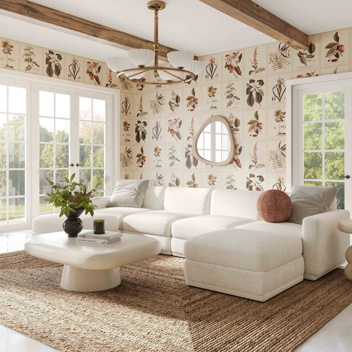 Perry 6-Piece Cream Performance Chenille Modular U-Sectional