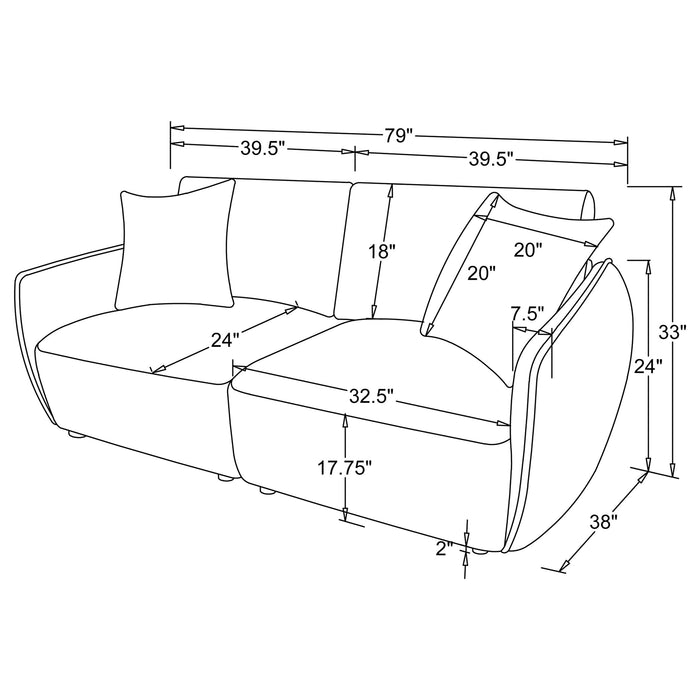 Elysia Fabric Upholstered Modular Loveseat