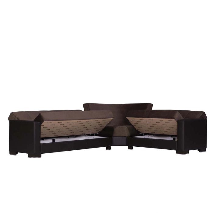 Ottomanson Armada Collection Upholstered Convertible Sectional with Storage