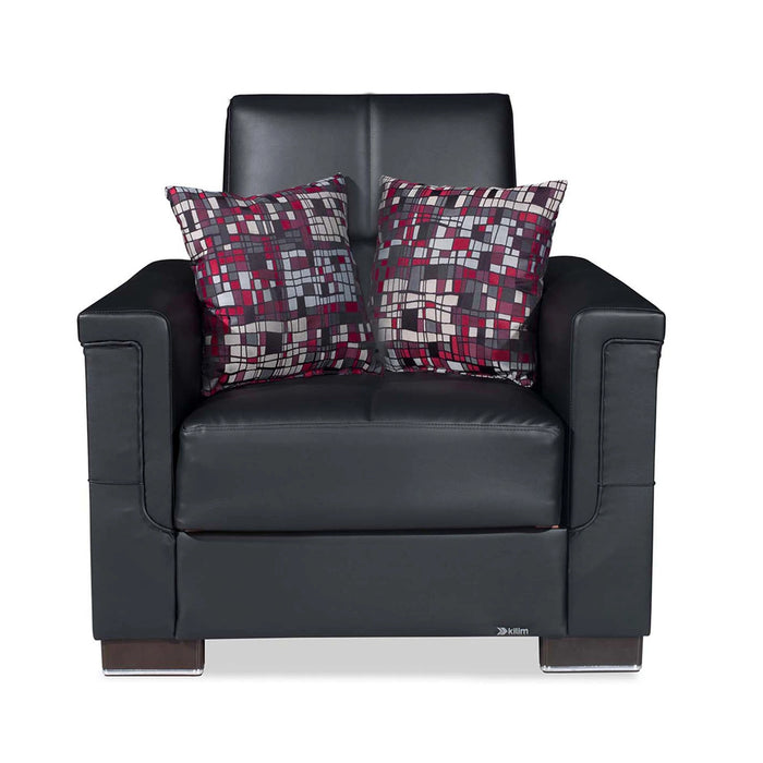 Ottomanson Armada Collection Upholstered Convertible Armchair with Storage