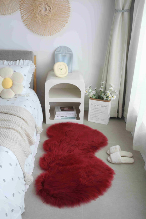 FAUX FUR Rug DOUBLE HEART