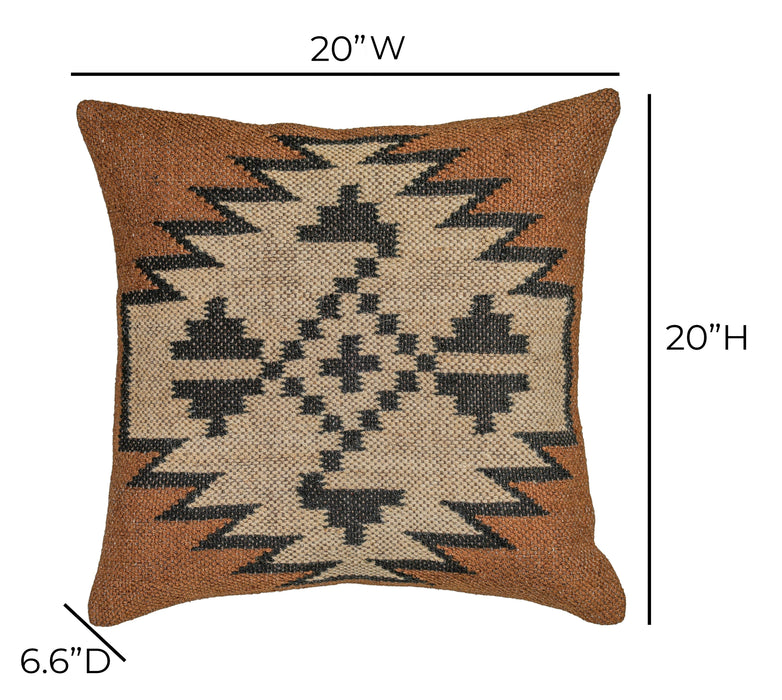 Terra 20" Square Wool and Jute Kilim Throw Pillow