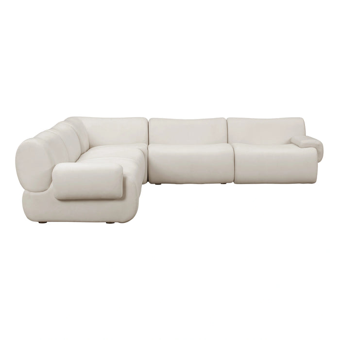 Zenith 5-Piece Contract-Grade Upcycled Fabric Cream Modular L-Sectional