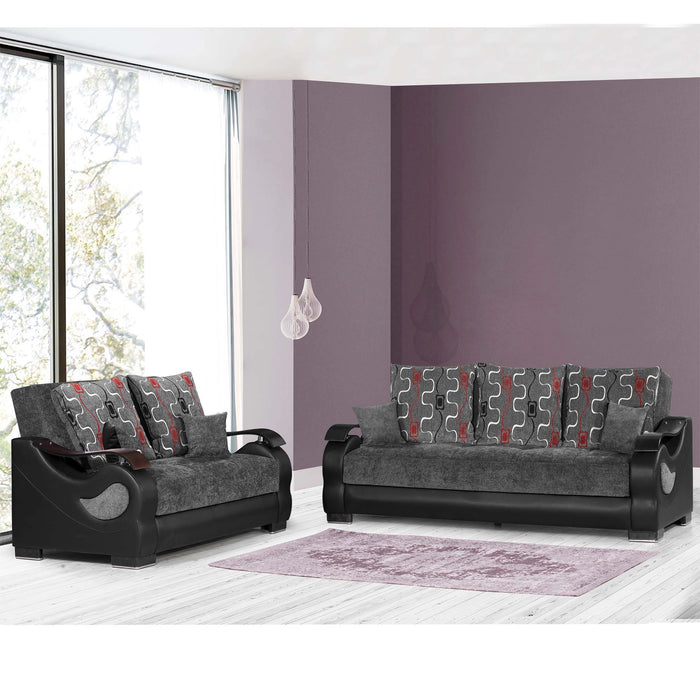 Ottomanson Metroplex Collection Upholstered Convertible Loveseat with Storage