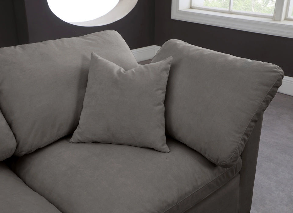Plush Grey Velvet Standard Cloud Modular Sofa