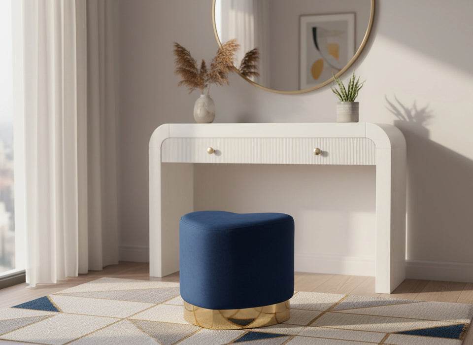Heart Navy Velvet Ottoman/Stool