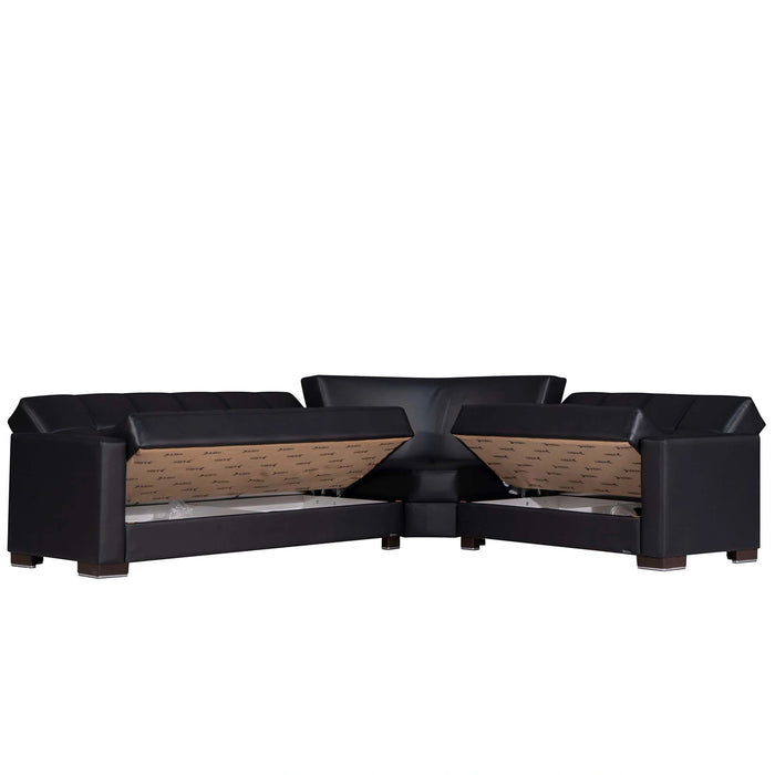 Ottomanson Armada Collection Upholstered Convertible Sectional with Storage