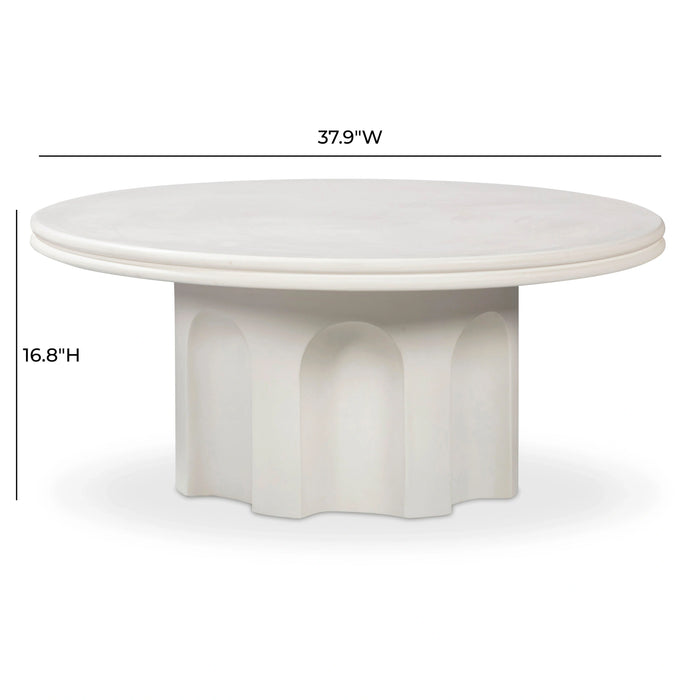 Cassandra 38" Ivory Indoor/Outdoor Concrete Round Coffee Table