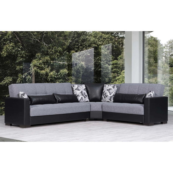 Ottomanson Armada Collection Upholstered Convertible Sectional with Storage