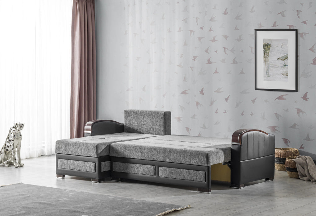 Ottomanson Maya Collection Upholstered Convertible Sectional with Storage