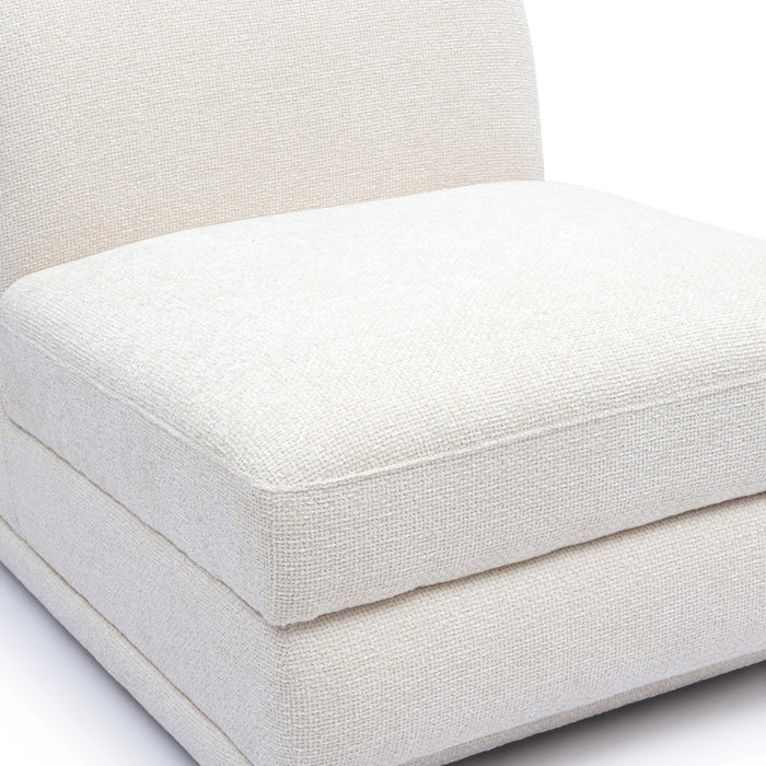 Perry Cream Performance Chenille Modular Armless Chair