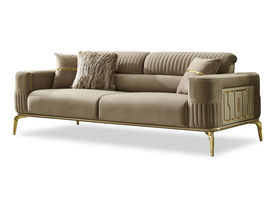 Armoni Convertible Sofa Beige With Gold Legs