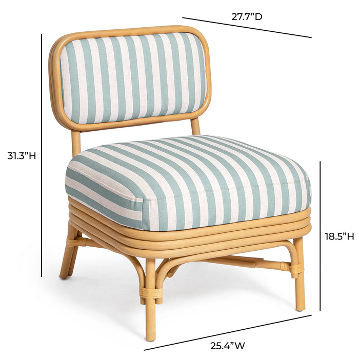 Dorine Striped Performance Linen &amp; Rattan Accent Chair