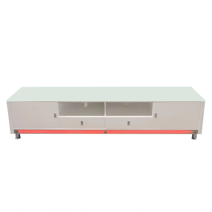 K99 83 Inch Low Profile Entertainment Cabinet in White Lacquer Finish w/ RGB Multi-Color Accent Light by Diamond Sofa