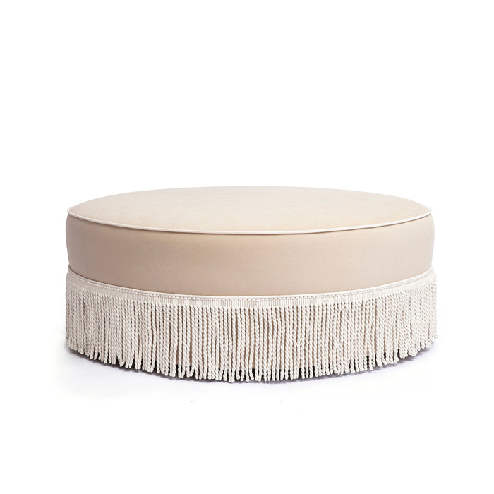 Tassy Tasseled Round Ottoman