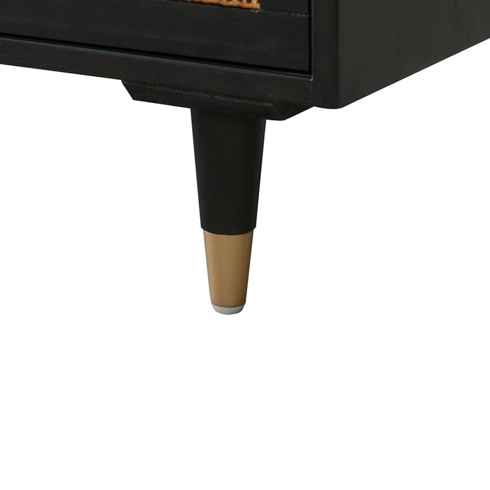 Sierra 60" Cane 3-Drawer Desk With Storage