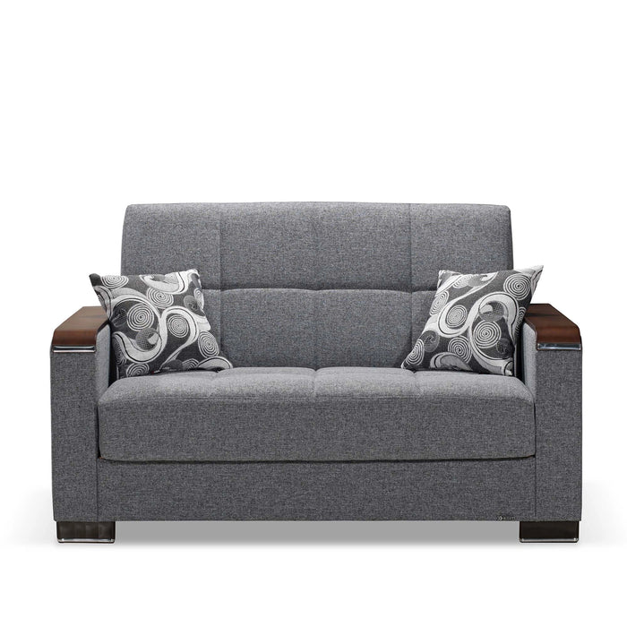 Ottomanson Armada X Collection Upholstered Convertible Wood Trimmed Loveseat with Storage
