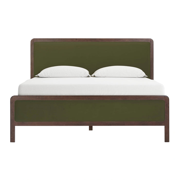 Hella Contract-Grade Velvet and Ash Wood Bed