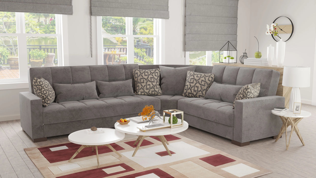 Ottomanson Armada Collection Upholstered Convertible Sectional with Storage