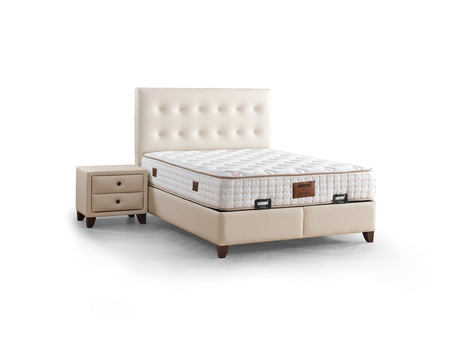 Vella Storage Bed With Headboard Beige