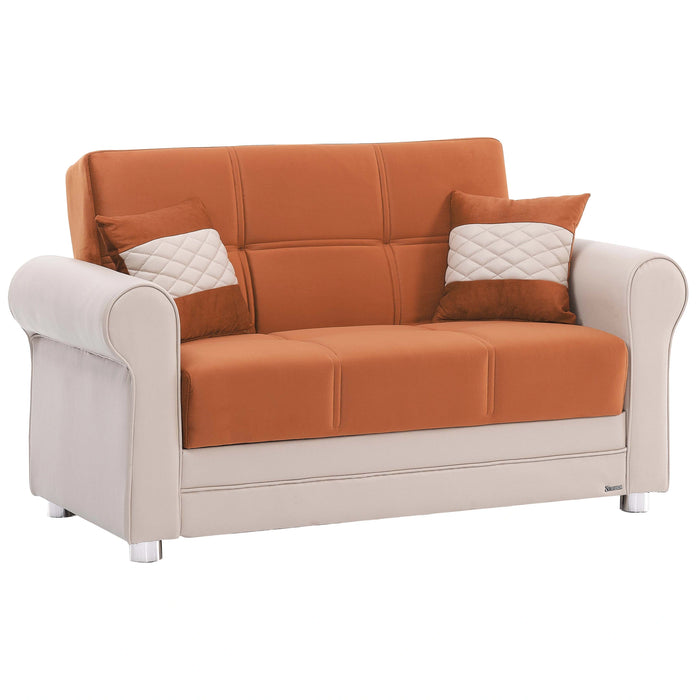 Ottomanson Avalon Collection Upholstered Convertible Loveseat with Storage