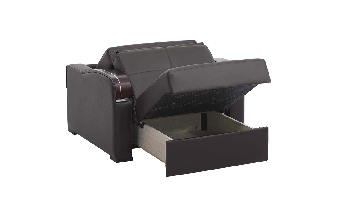Ottomanson Sleep Plus Collection Upholstered Convertible Armchair with Storage