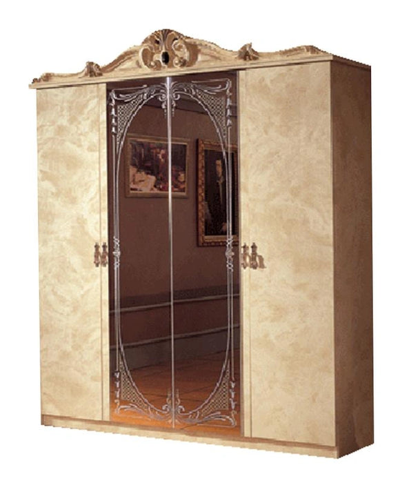 ESF Furniture Barocco 4-Door Wardrobe in Ivory