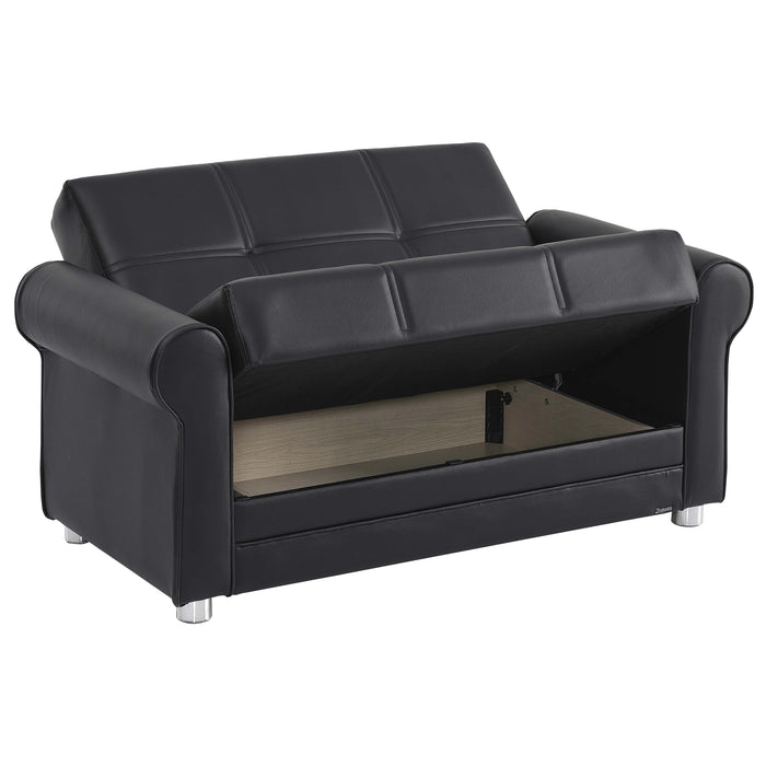 Ottomanson Avalon Collection Upholstered Convertible Loveseat with Storage