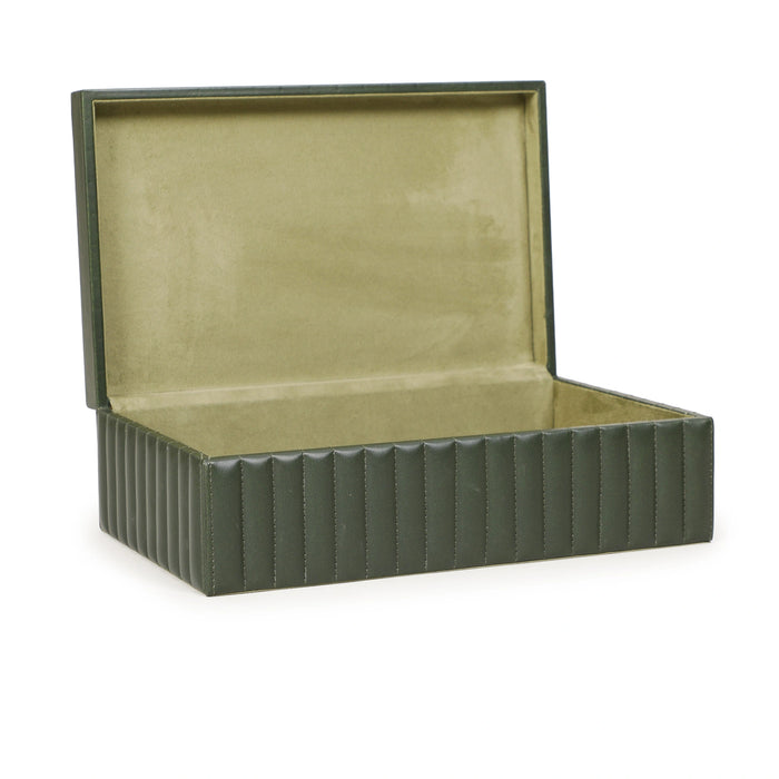 Eton Ribbed Green Vegan Leather Contract-Grade Storage Box