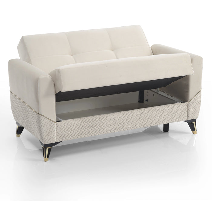 Ottomanson Samba Collection Upholstered Convertible Loveseat with Storage