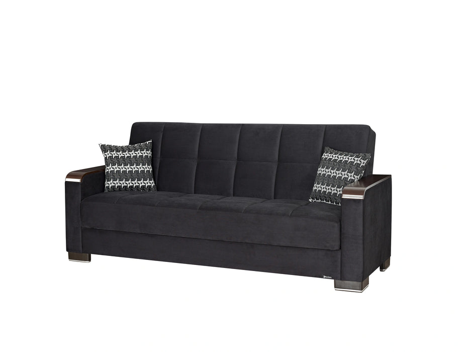 Ottomanson Armada X Collection Upholstered Convertible Wood Trimmed Sofabed with Storage