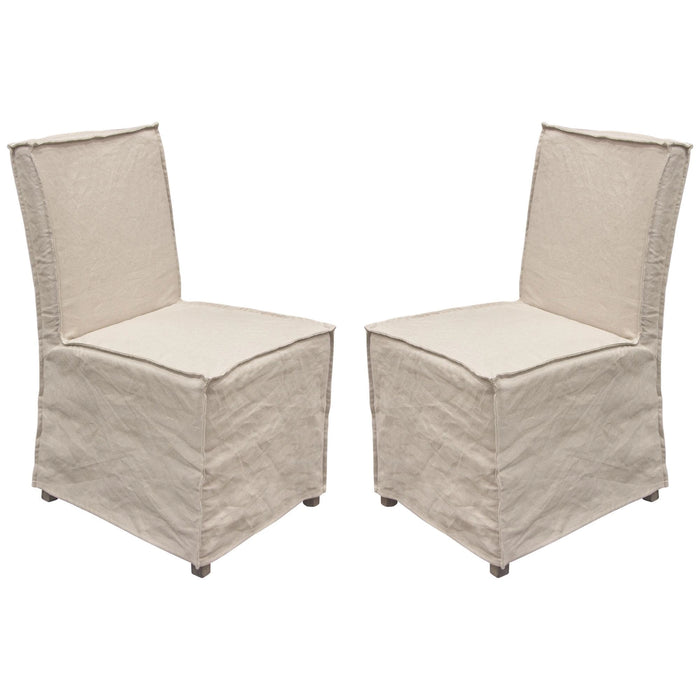Sonoma 2-Pack Dining Chairs with Wood Legs and Sand Linen Removable Slipcover by Diamond Sofa