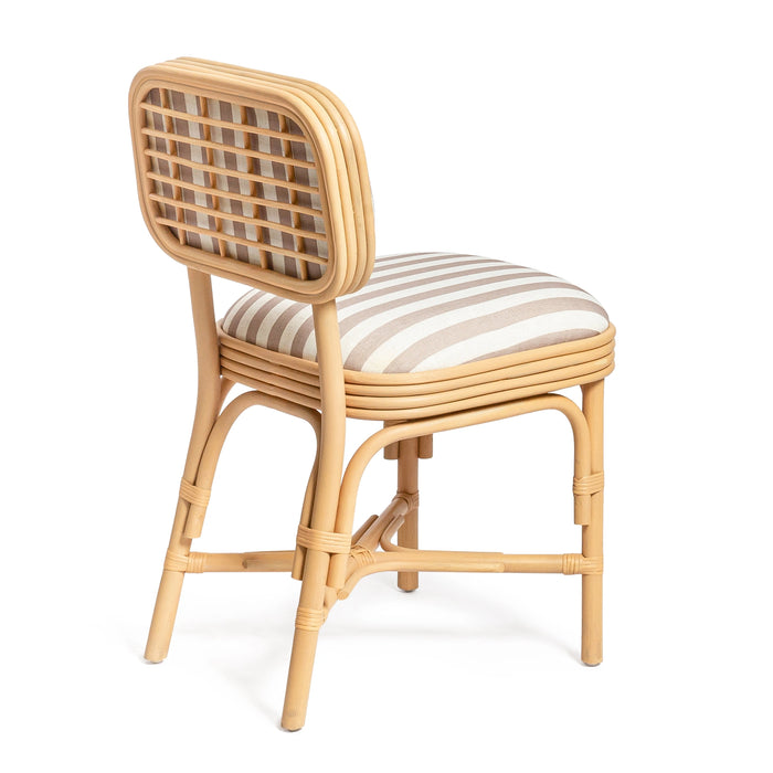 Dorine Striped Performance Linen &amp; Rattan Dining Chair