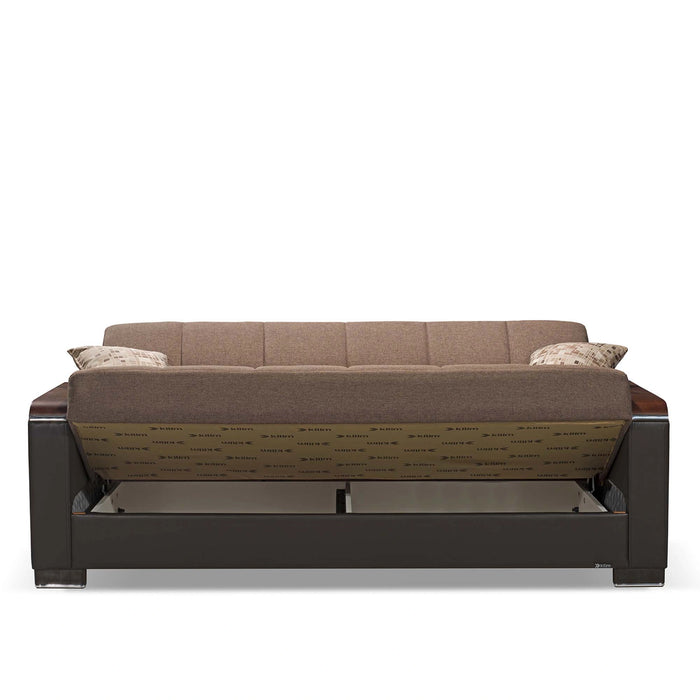 Ottomanson Armada X Collection Upholstered Convertible Wood Trimmed Sofabed with Storage