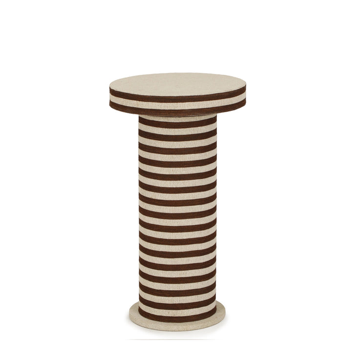 Lyra Natural Striped Cotton Jute Contract-Grade Side Table