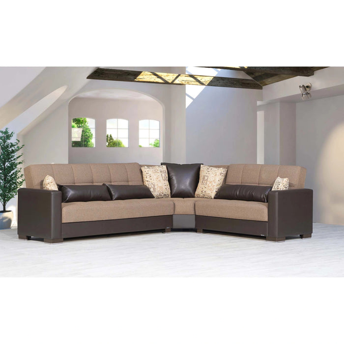 Ottomanson Armada Collection Upholstered Convertible Sectional with Storage