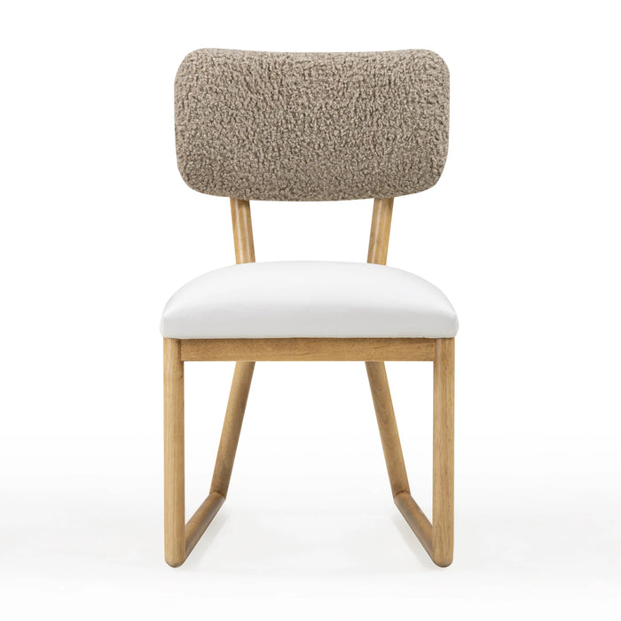 Bobbie Cream Performance Vegan Leather and Grey Vegan Shearling Dining Chair